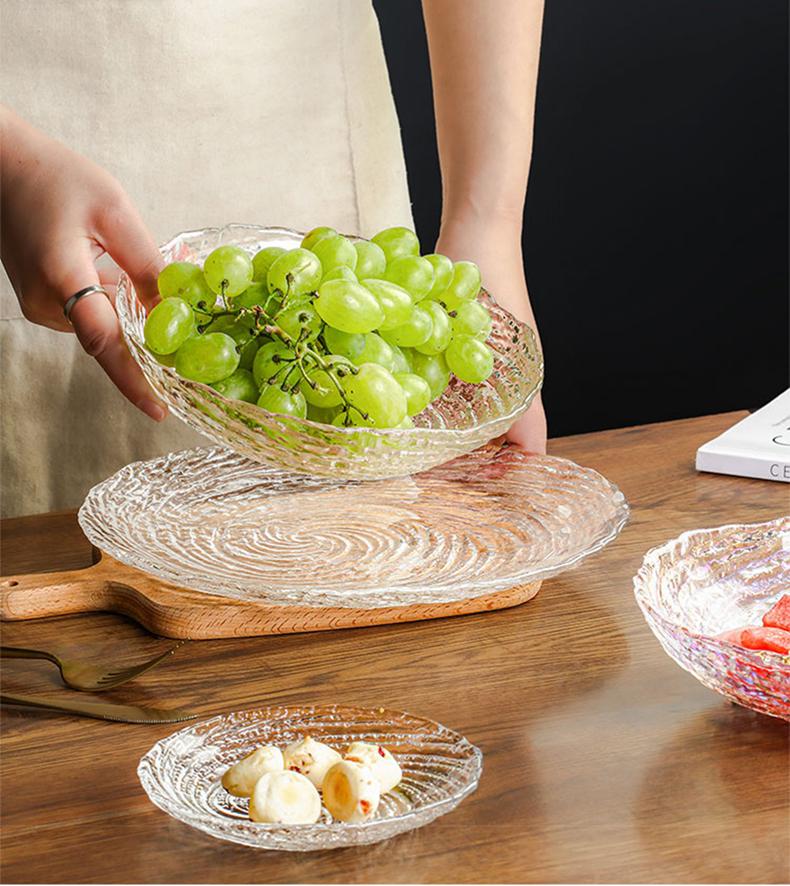 Crystal Glass Bowl Hammered Texture Modern Tableware Salad Fruit Dessert Snack Bowl
