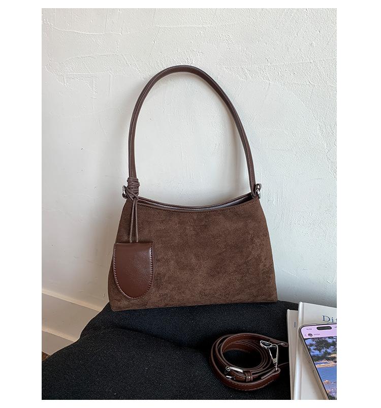 Autumn and Winter Simple Solid Color Musk Skin Velvet Niche Underarm Bag Women's Popular Casual Messenger Bag Commuter Shoulder Bag