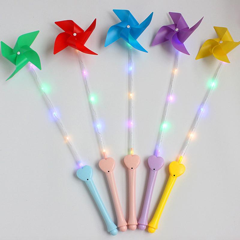 Children Fun Glowing Windmill Toys Funny Kids Diy Colourful Flashing Stick Toys Boys&Girls Birthday Holiday Party Supplies Gift