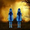 Horror Twin Girls Halloween Yard Stakes 15.75in Rustproof Iron Lawn Decorations For Outdoor Cemetery Party Supplies
