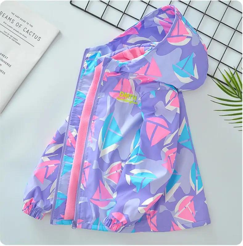 

Весна Осень Девочки Водонепроницаемые Флисовые Куртки С Капюшоном Подкладка Молния Школьная Детская Одежда Верхние Пальто Детская Верхняя Одежда 140cm фиолетовый