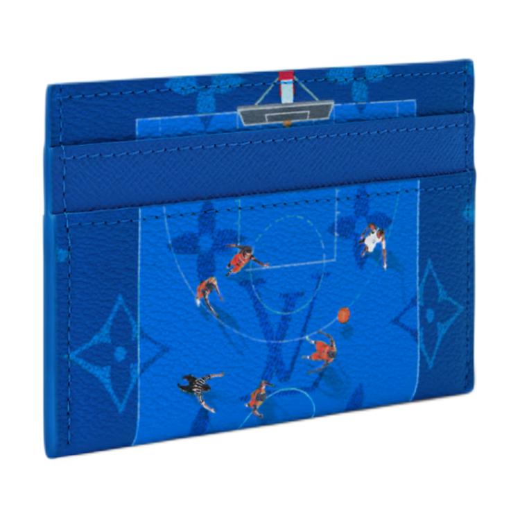Louis Vuitton Double Logo Monogram Coated Canvas Card Holder Men Card Holder Blue M26804