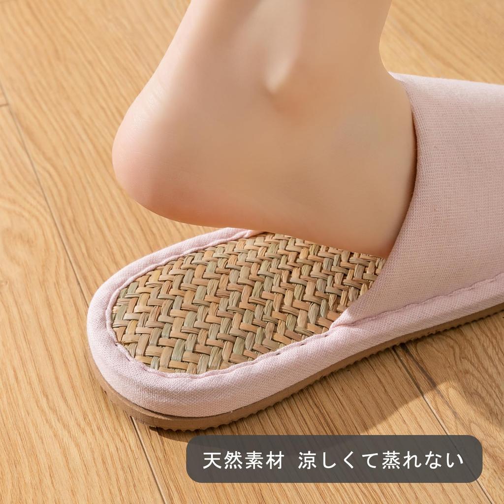 Summer Cotton and Japanese and Room Large Front Malay Grass [Shizuishirou] Slippers, Linen, Style, Indoor, Men's Women's, Shoes, Cool, Non-stuffy,