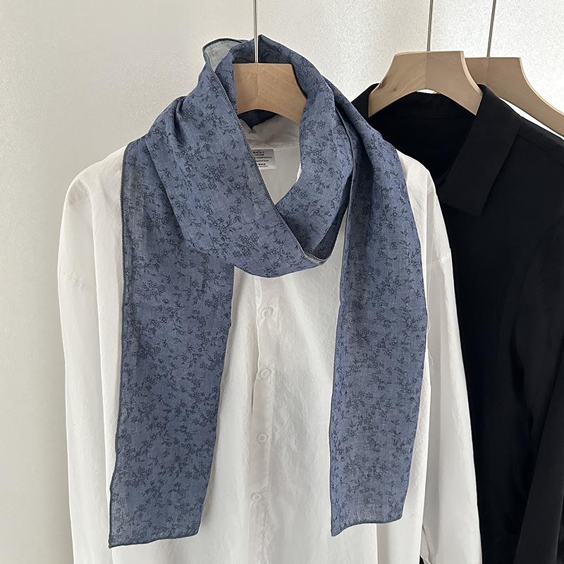 

Весенне-осенний стиль Ретро Мелкий цветочный Хлопок Лен Большой шарф Кондиционирование Путешествия Шаль Наплечники Шея Корейская версия Женский шарф 172*22cm