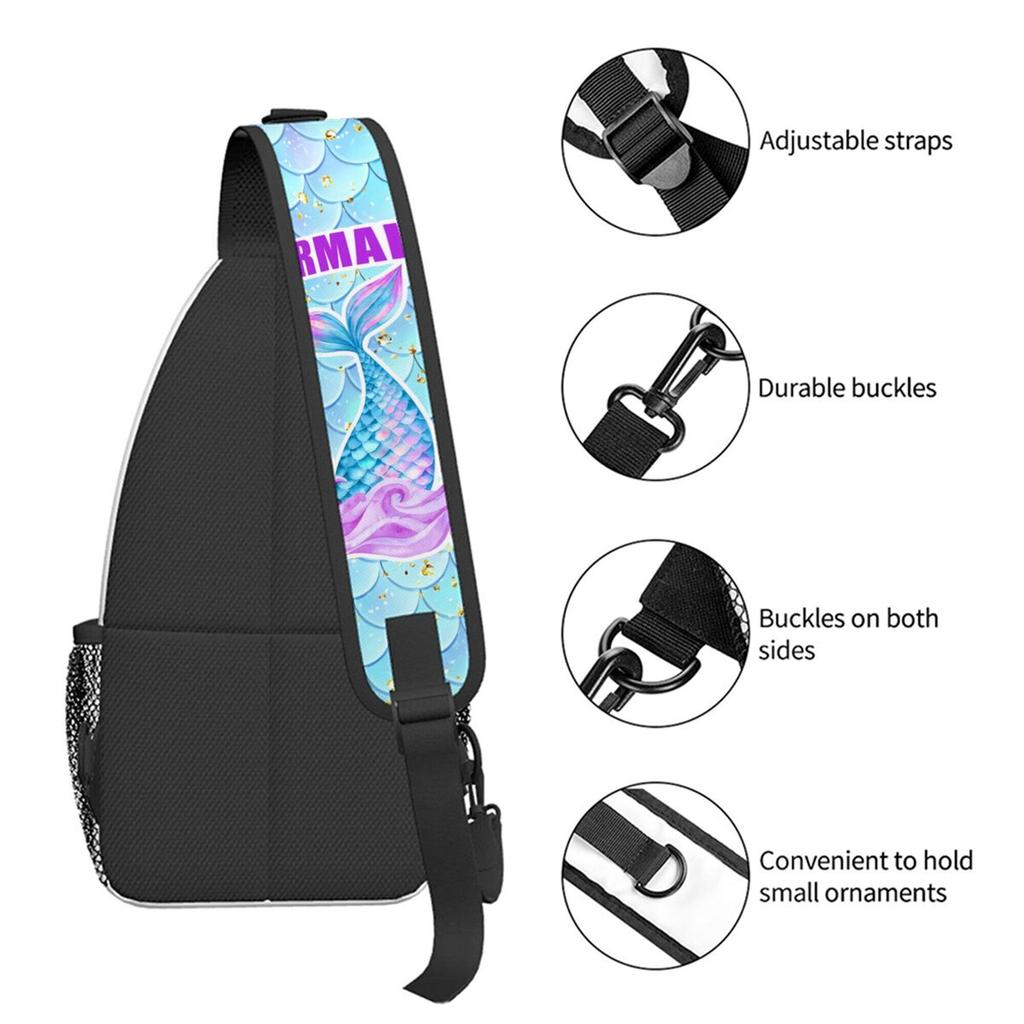 Mermaid Print Small Chest Bag Men's and Women's Best Gift 2D Cartoon Large Capacity Outdoor Sports Leisure Fashion