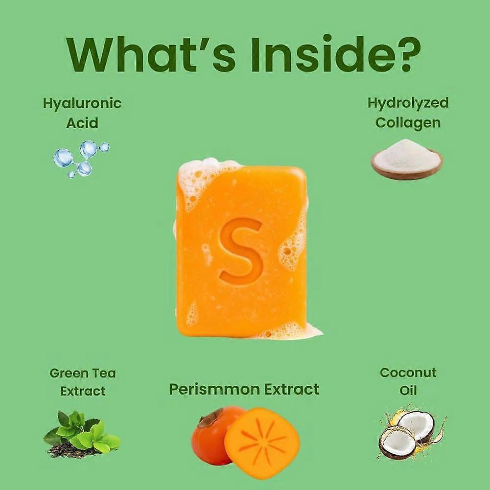 Persimmon Deodorant Soap for Body Odor Long Lasting Sweat Protection Moisturizing Bar for Men Women
