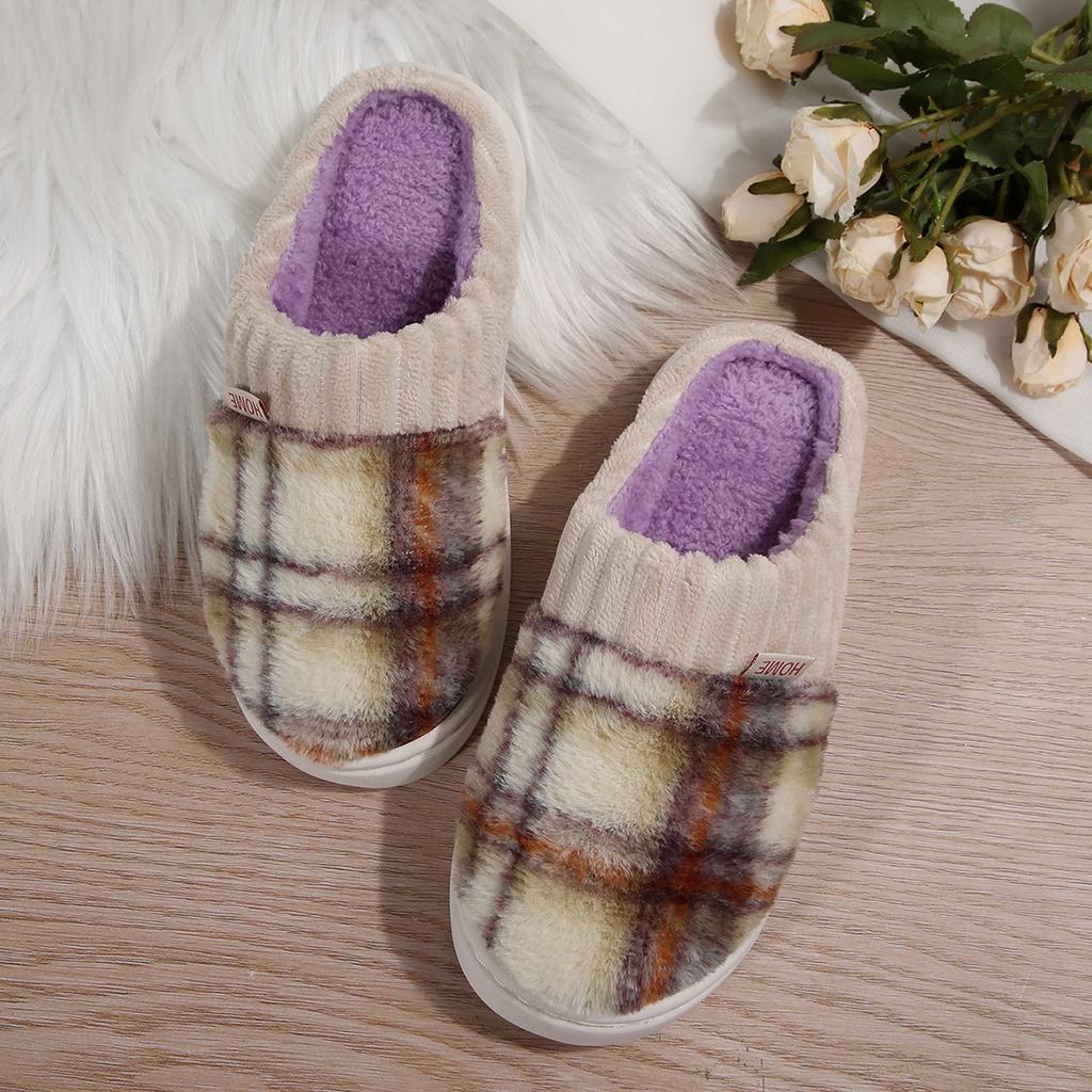 22 Autumn and Winter New Cotton Slippers Couple Thick Bottom Velvet Home Non-slip Warm Holder