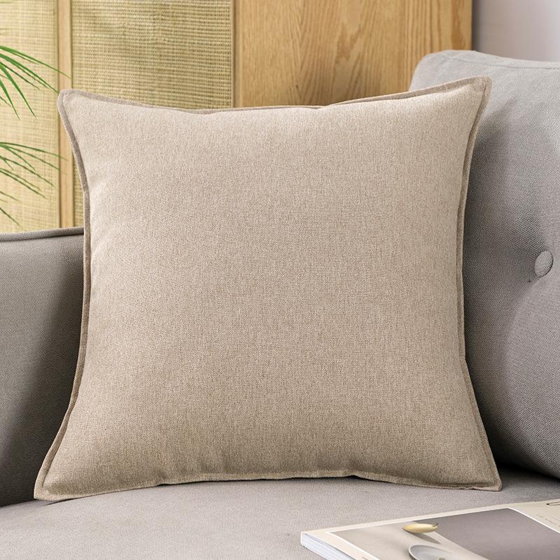 Chinese Style Fine Linen Sofa Back Cushion – Solid Wood Living Room Decor Pillow, Imitation Cotton Linen, High-End Bed Backrest.