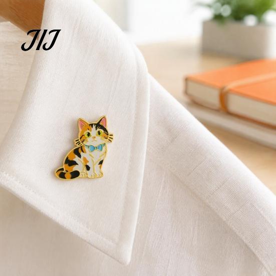 Scarf Brooch Pin Enamel Bow Tie Cat Brooch, Cartoon Kitten Metal Badge Durable Alloy Pin, Hats Bags Scarves Clothes Decorative Accessory Theme