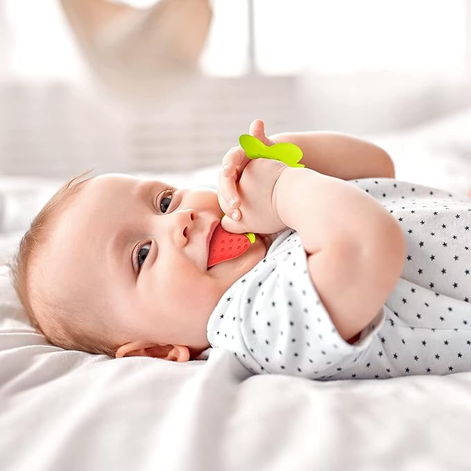 Baby Fruktform Bitering – Myk Silikon Bitering for Spedbarn - pakke med 3
