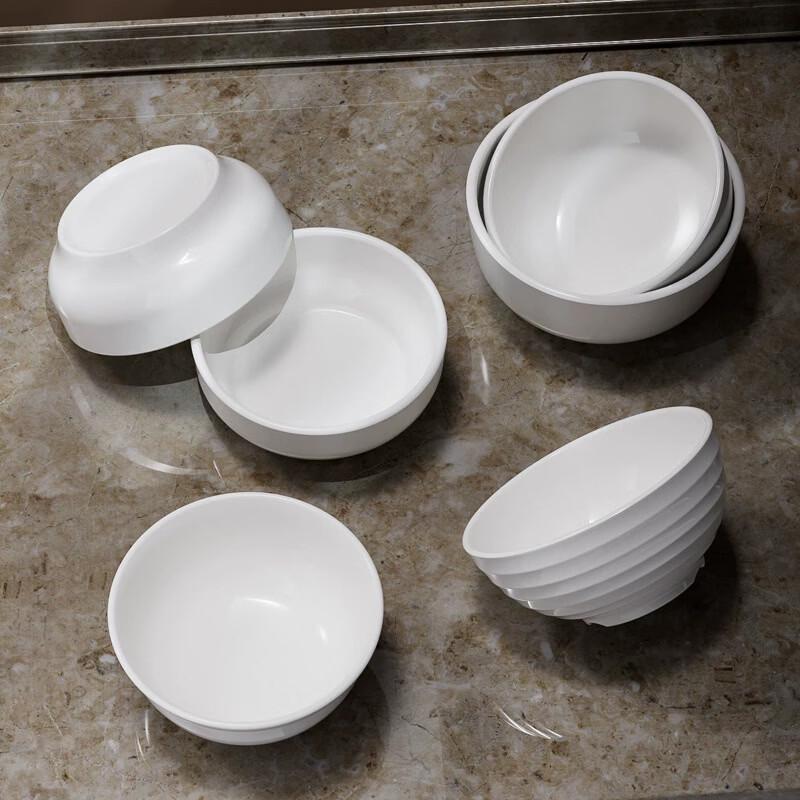 SHALL White Melamine Rice & Soup Bowls