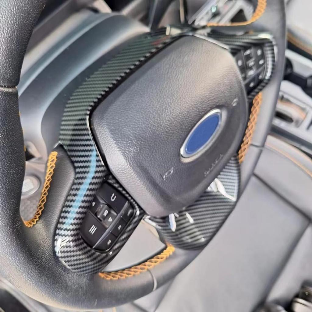Korlot Carbon Fiber Style Interior Steering Wheel Cover Trim Accessories for 2024-2026 Ford Ranger