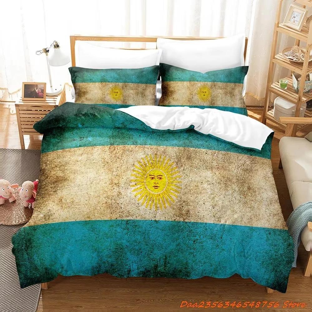 Argentinische Flagge Bettwäscheset Einzelbett Twin Full Queen King Size Bettset Erwachsene Kind Schlafzimmer Bettbezug Sets 3D Druck Bettlaken Set