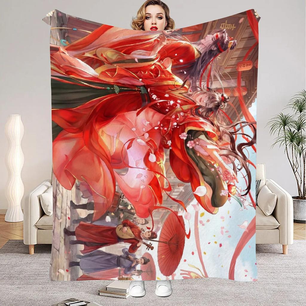 Modaozushi W&L Printed Flannel Blanket for Home Living Room Bedroom Decor New Year Christmas Gift for Kids