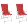Garden Chair Cushions for High Back Chairs 2 Pcs Red 120 X 50 X 3 Cm Fabric