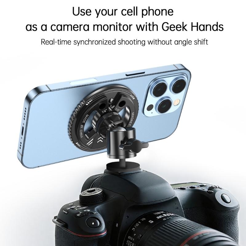 Universal Magnetic Phone Adapter With Cold Shoe Mount 1/4Inch Thread For Camera Tripod Bracket Aluminum Alloy Phone Holder