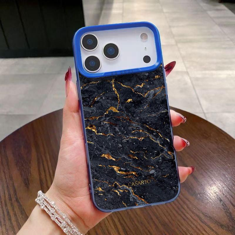 Marble Texture Silver Phone Case for iPhone 13 Pro/14/15/16/17 Pro Max