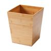 Bamboo Bathroom Wastebasket Eco-Friendly Compact Trash Can Open Top Design Modern Waste Bin Indoor Use Wooden Organizer