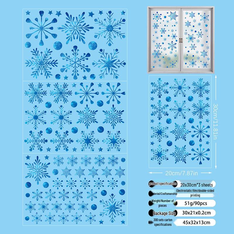 Festive Electrostatic Christmas Window Stickers: Santa & Snowflake Design for Mall & Shop Décor
