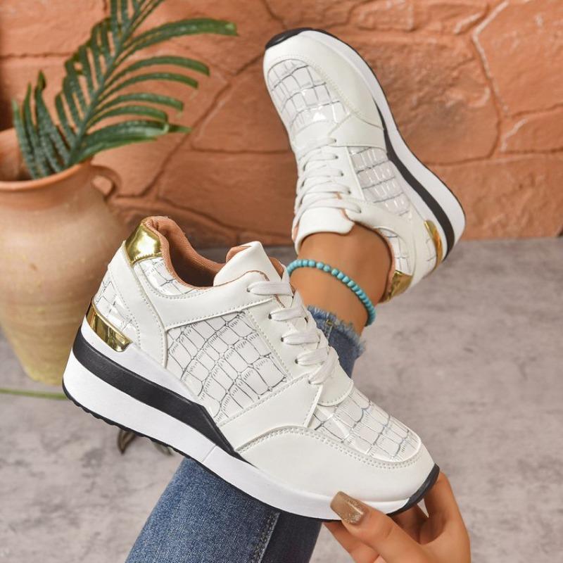 Plus Size Shoes for Women Autumn Fashion Women Lace Up Platform Wedges 36-43 Zapatos De Mujer Sneakers Women Flats