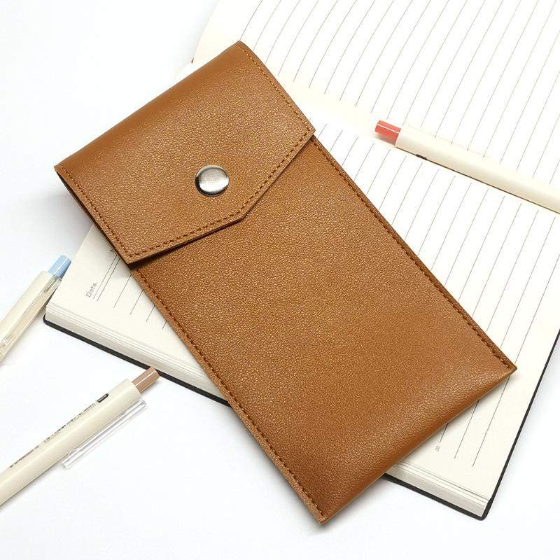 Pu Leather Pencil Case Storage Bag Student Glasses Portable Stationery Bag Large-Capacity Business Office Pen Storage Bag