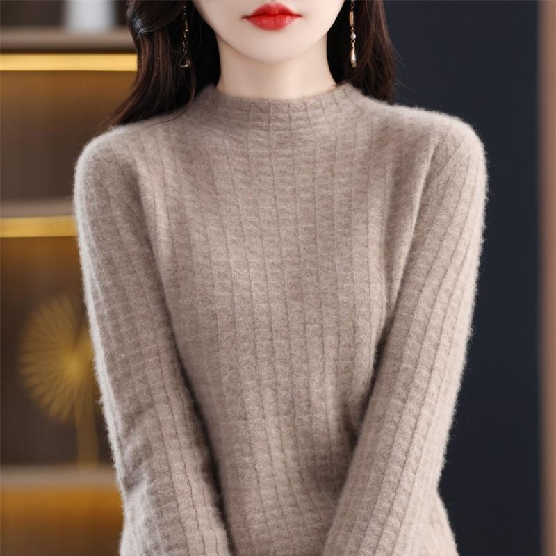 Women's Cashmere Sweater Qinghe Cashmere 30% Cashmere 70% Wool Women's Autumn and Winter Cashmere Pullover Soft and Warm