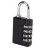 Gym Bag Locker Padlock 4 Digit Combination Zinc Alloy Black Anti Rust Weather Proof with A Key for Travel