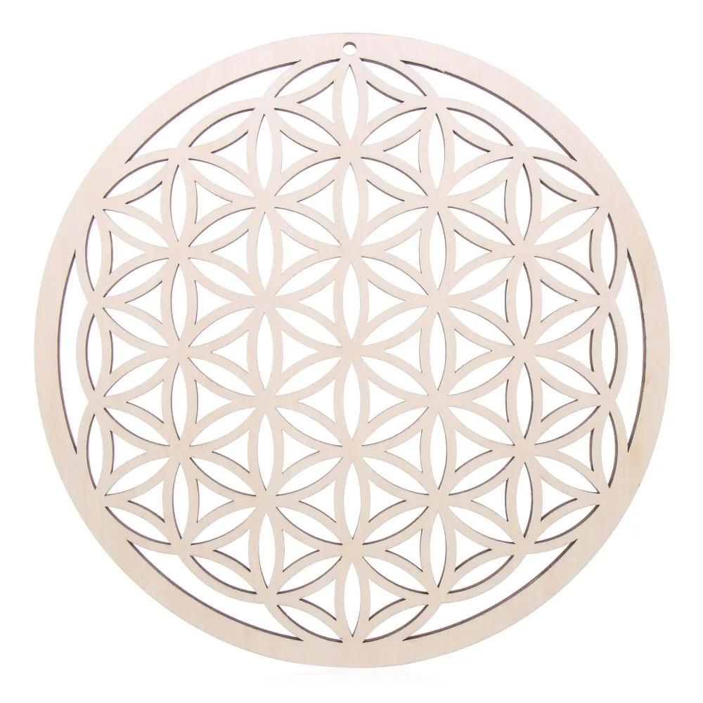 Flower Of Life Energy Mat Slice Wood Base Wooden Wall Sign Laser Cut Handmade Coasters Making Sacred Geometry Ornament Decor