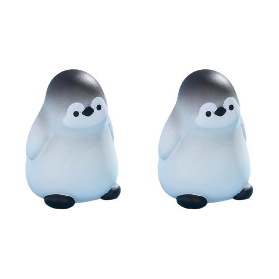 2 Pcs Miniature Penguin Figurines, Cute Tiny Resin Penguin Figures, Mini Arctic Animals Cake Topper for Fairy Garden, Micro Landscape, DIY Crafts B