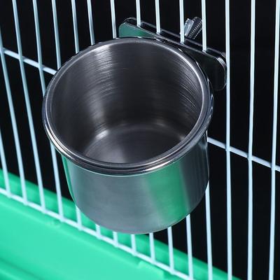 Hängende Käfigschale Für Ziervögel Anti-Kippen Edelstahl Futter- und Trinknapf Futterspender Klemme auf Trinknapf Käfigbecher