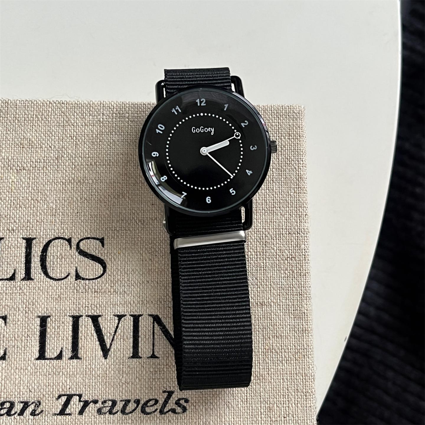 Academic Style Personalized Canvas With Watch Female Simple And Generous Male And Female Students Couple Quartz Watch