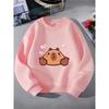Girls' Crewneck Sweatshirt - Cute Bear with Hearts Background Machine Washable, Spring And Autumn, Sportswear And Casual Wear, Soft And Comfortable