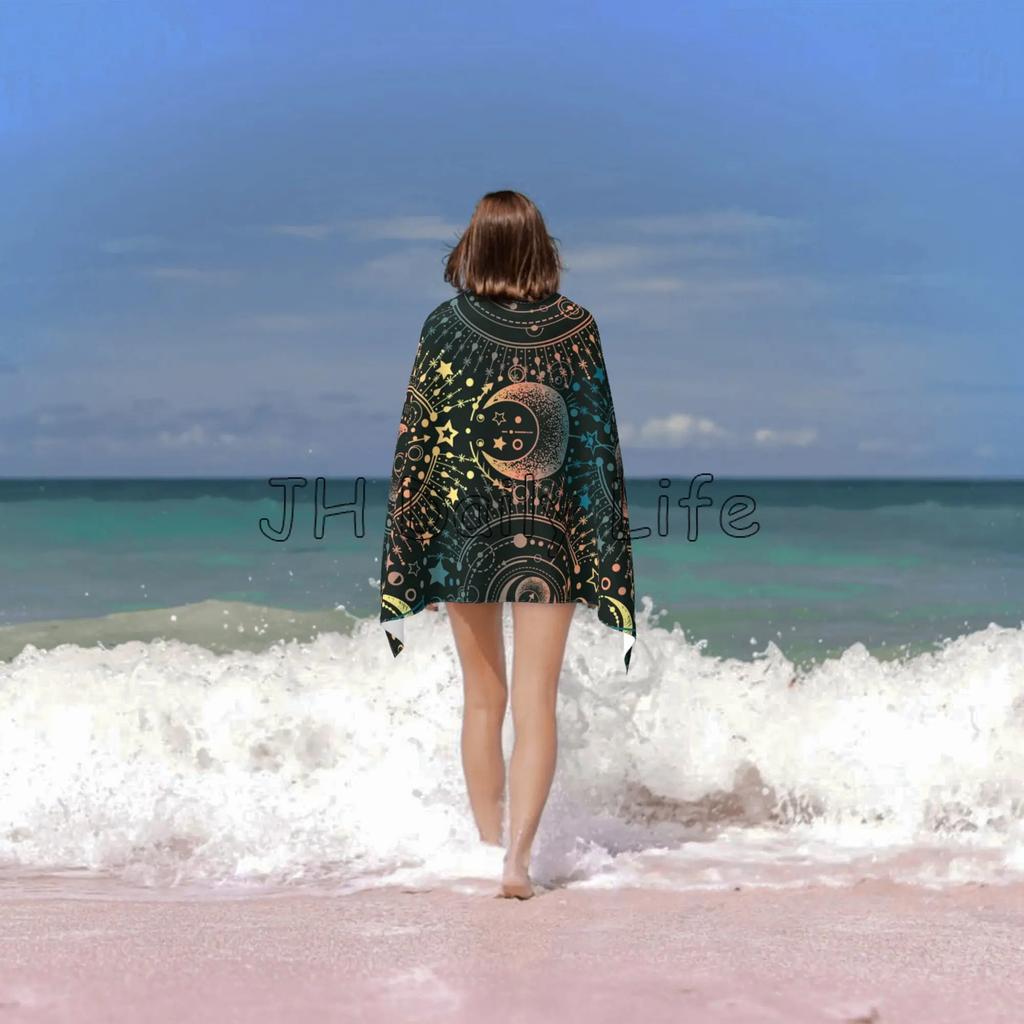 Magic Astrology Magical Moon Star Beach Towel Large Soft Absorbent Microfiber Quick Dry Oversized Bath Towel for Swimming Sports