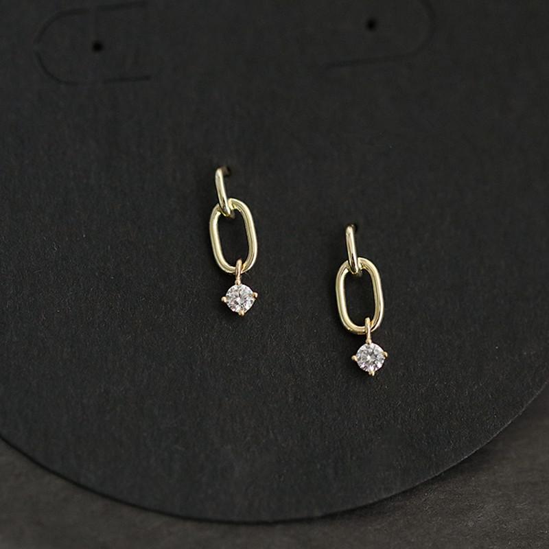 

Simple Light Luxury Zircon Pendant Geometric Stud Earrings for Women 925 Sterling Silver 14k Gold Plated Jewelry Gift Gold