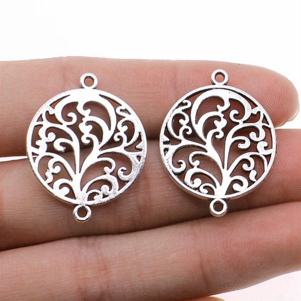 Flower Petal Connectors Botanical Themed Antique Bronze Zinc Alloy Jewelry Making Connect Charms Extender Connectors
