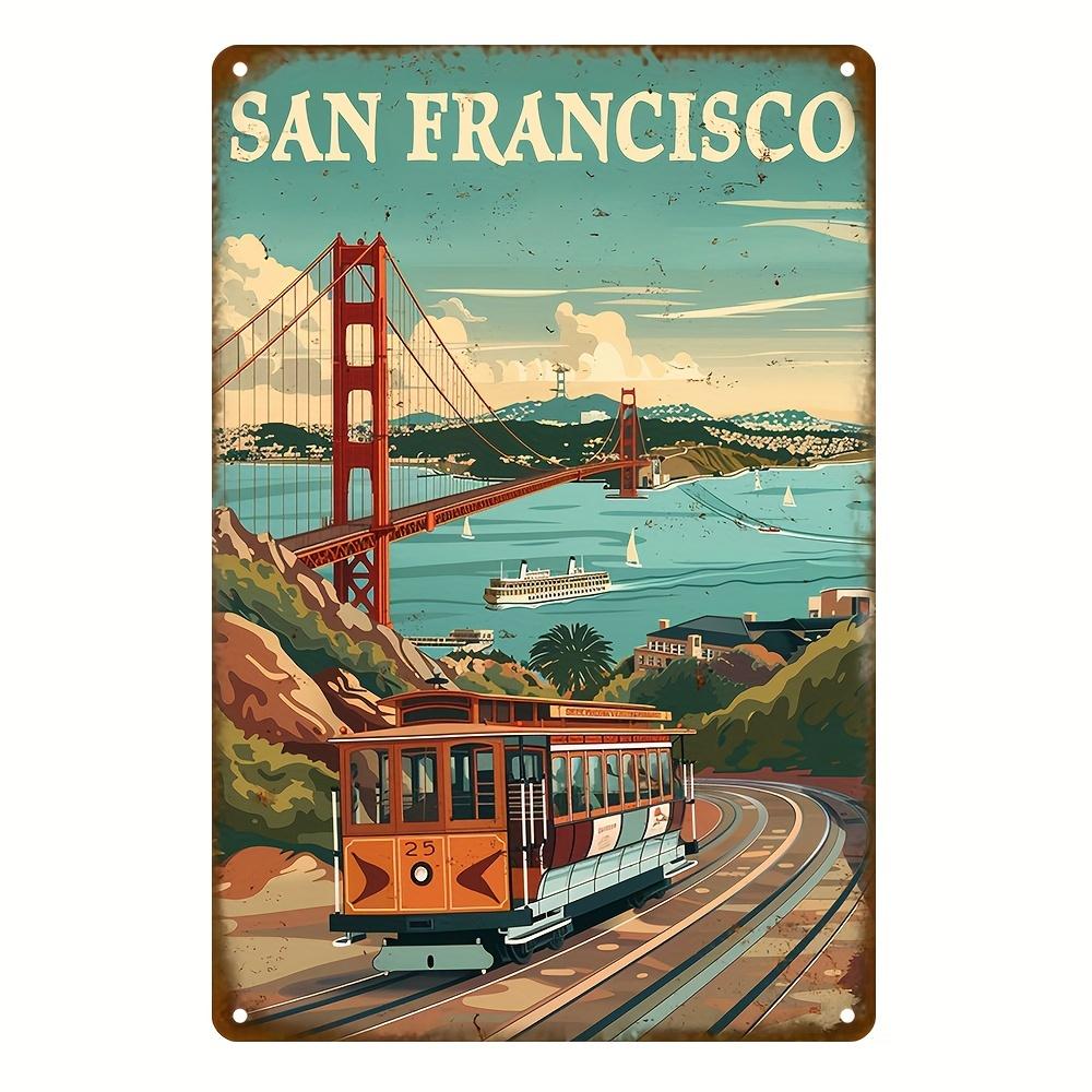 San Francisco Vintage Aluminum Sign - Retro Travel Poster for Street & Garage - Metal Plaque for Yards, Cafes & Home Walls