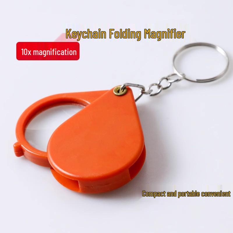 Elderly Reading Magnifying Glass, HD, High Magnification, Large Size, Plastic Handle, Anti-Lost Keychain, Pull-Tab, for Presbyopia