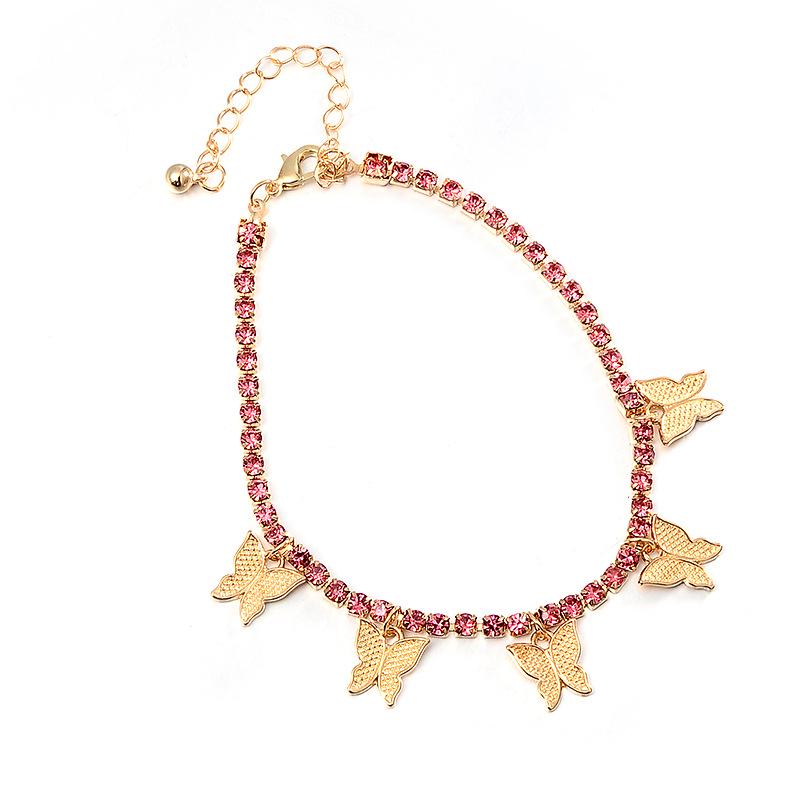 European & American Fashion Rhinestone Butterfly Claw Chain Anklet