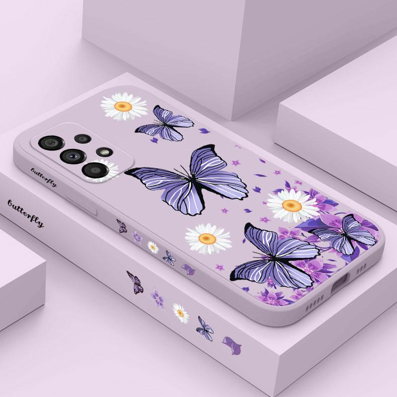 Purple Butterflies Phone Case For Samsung Galaxy A37 A57 Liquid Silicone Cover