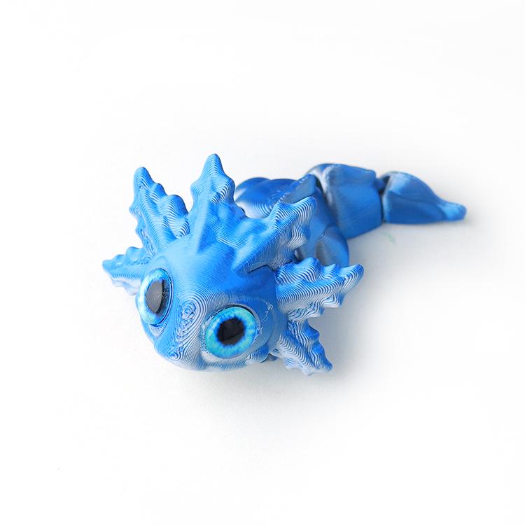 3D Printed Multicolor Articulated Salamander Toy Figurine