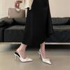 2025 Summer New High Heels Thin Heel Pointed French Temperament Bow Light Mouth Empty Women's Sandals