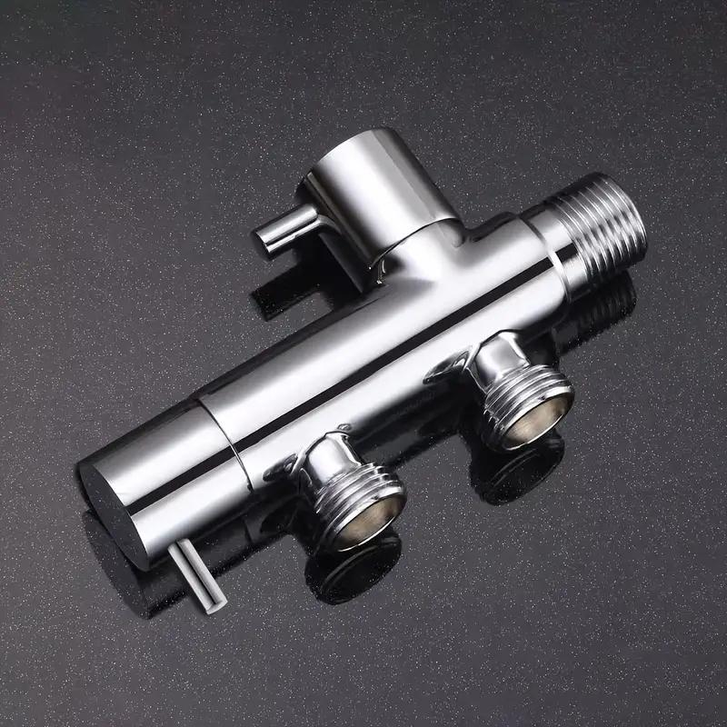 Dual Outlet Valve with Dual Switch Control - Chrome-Plated Metal Washing Machine Angle Valve, G1/2 Threads for US/EU Plumbing