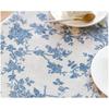 Blue Floral Pastoral Table Cloth Cotton Linen Vintage Tablecloth Indoor Outdoor Table Cover Suitable For Party,Picnic,Dining