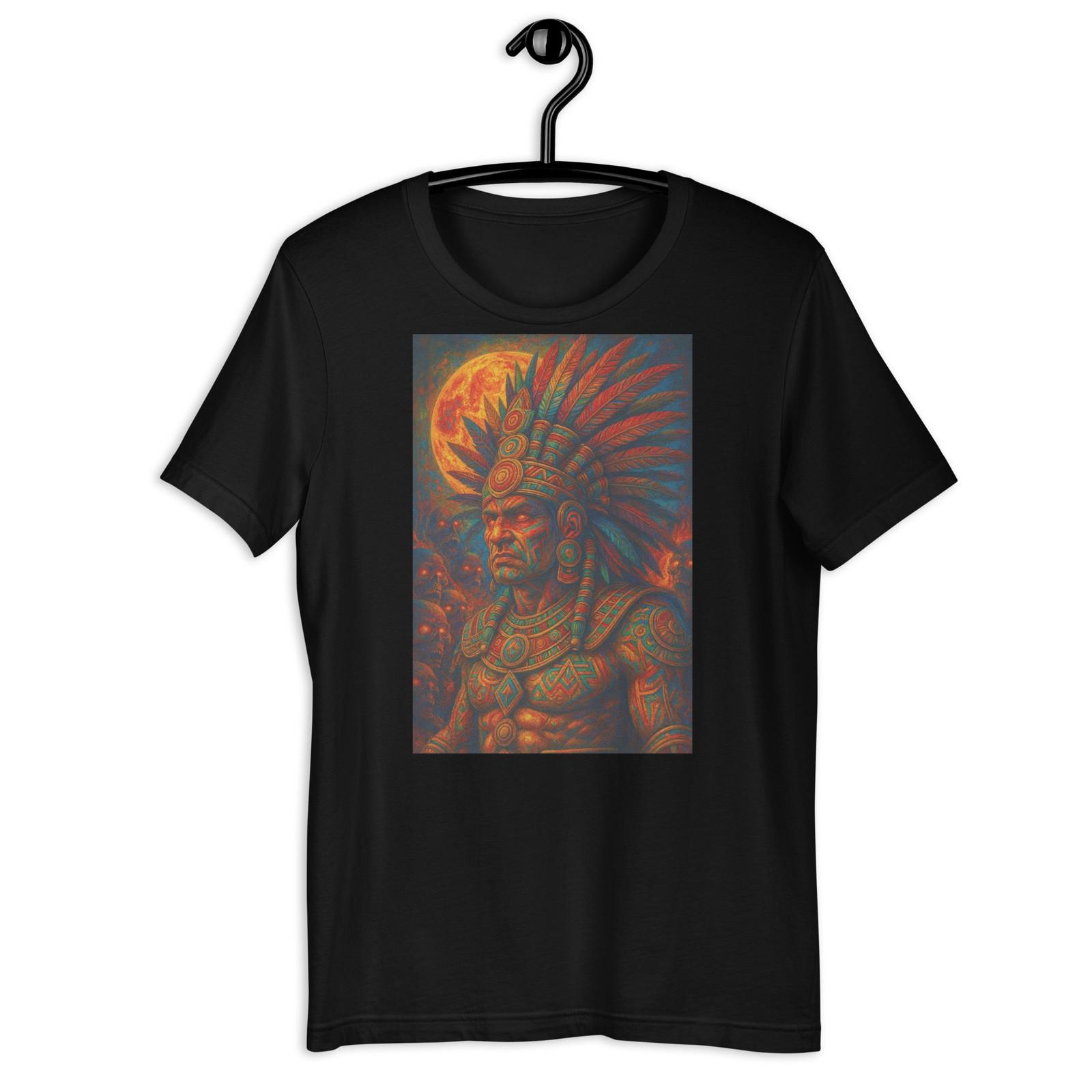 Aztec Warrior Moon Fire Dark Tribal Mexican Culture Graphic Tee S
