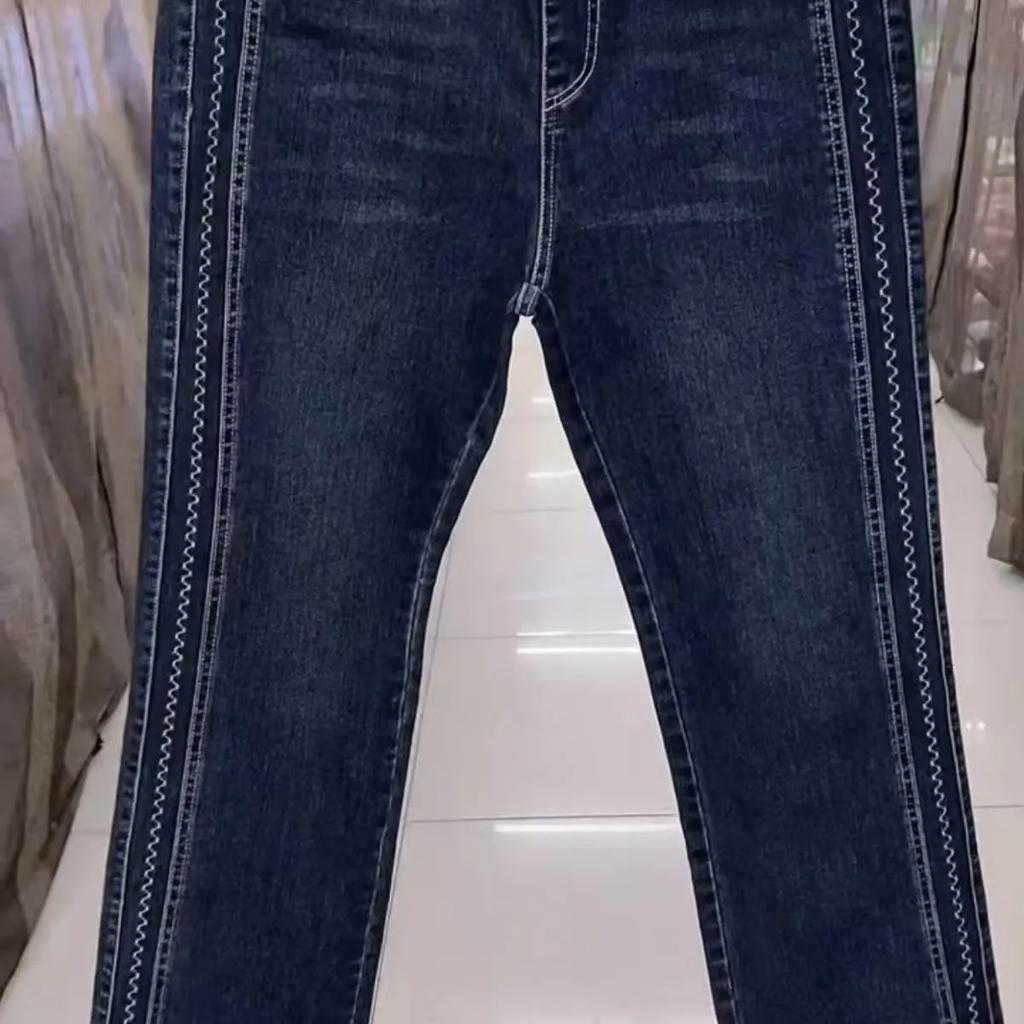 Women's Autumn High Waist Jeans Lady Design Elastic Washed Denim Pants