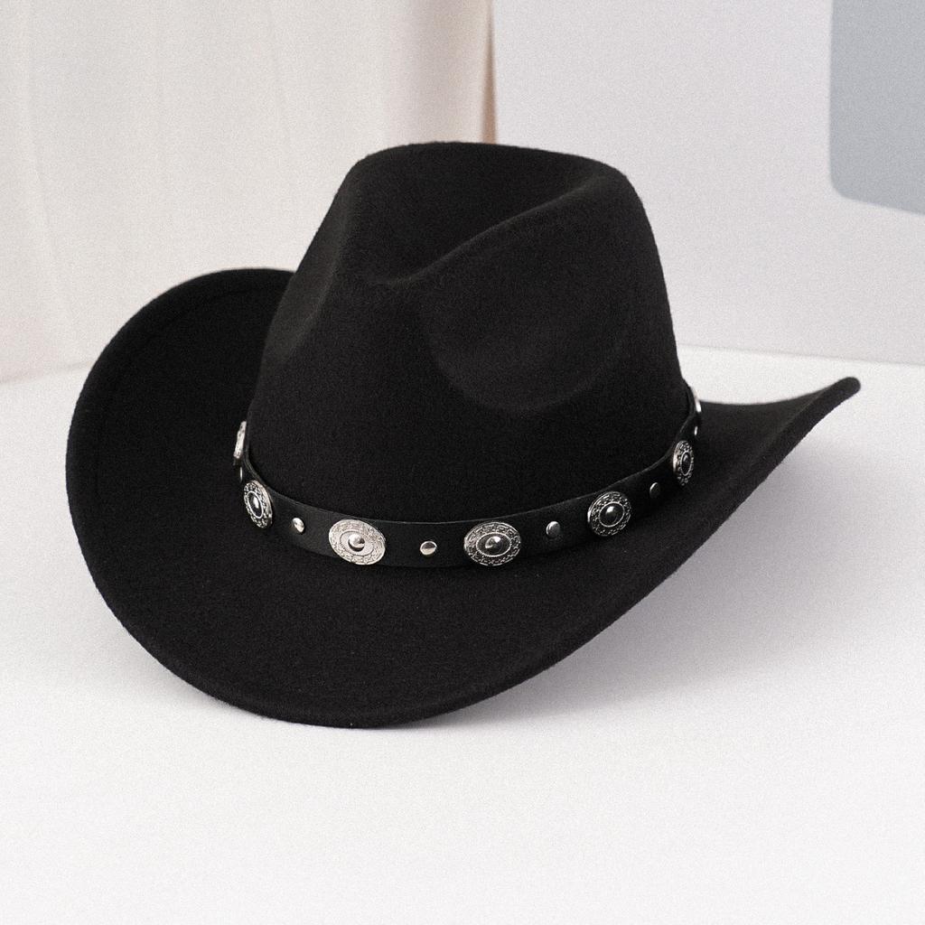 Classic cowboy hat retro jazz hat ethnic woolen top hat felt hat retro imitation sheep hat jazz hat