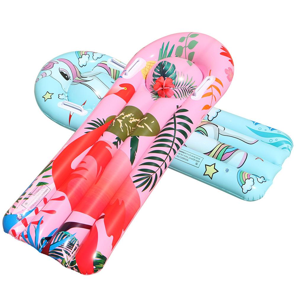 Children Inflatable Floating Row PVC Cartoon Unicorn Fruit Pattern Water Hammock Swimming Pool Air Mattress Water Sport Play Toy