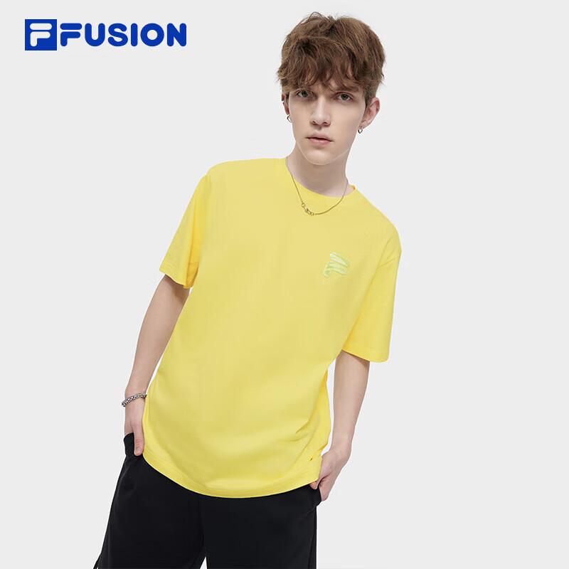 FILA FUSION Унисекс Свободная футболка из чистого хлопка XS золотисто-желтый