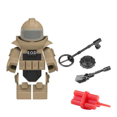 Military Building Blocks Figures Protective Bomb Disposal Suit EOD Special Forces Mine Detector Combination Bricks Toy Kids J019