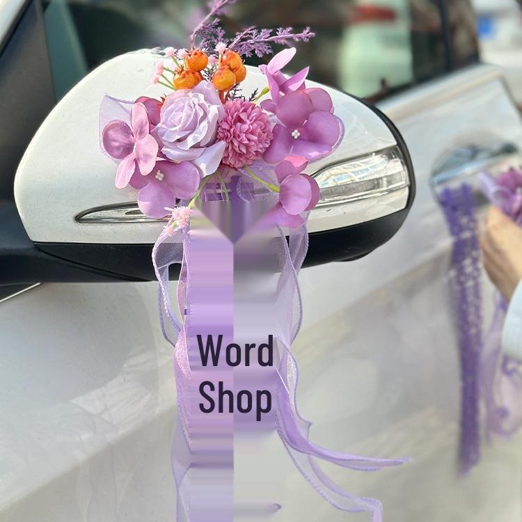 Ensemble de Fleurs de Décoration de Voiture de Mariage - Décoration de Poignée de Porte et Arrangement de Dote